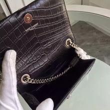 Load image into Gallery viewer, Yves Saint Laurent Small Monogram Tassel Satchel In Black Crocodile Leather