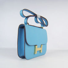 Load image into Gallery viewer, Hermes Constance Cowskin Leather Bag H017 light blue golden