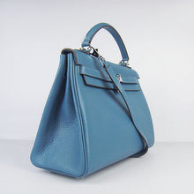 Load image into Gallery viewer, Hermes Kelly 32cm Togo Leather Handbag Blue/Silver