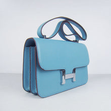 Load image into Gallery viewer, Hermes calf Leather Message Bag H020 light blue silver
