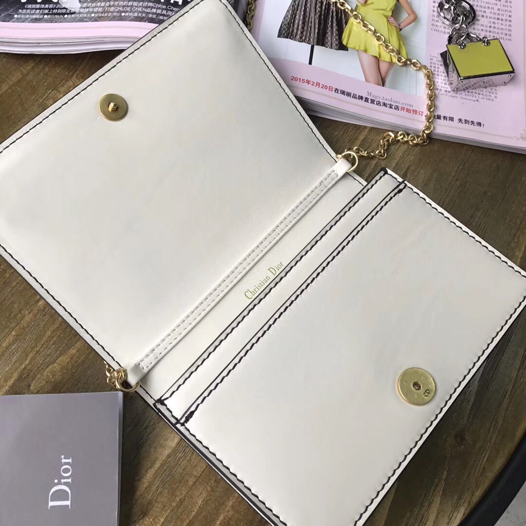 Christian Dior White Smooth Calfskin Leather J'ADIOR Wallet on Chain Clutch Bag