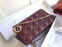 Load image into Gallery viewer, Dior Lady Dior Clutch With Chain In Bordeaux Lambskin