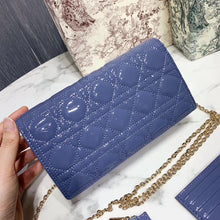 Load image into Gallery viewer, Dior Lady Dior Clutch With Chain In Denim Blue Patent
