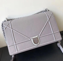 Load image into Gallery viewer, Dior Diorama Flap Bag In Pearl Grey Grained Calfskin