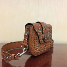 Load image into Gallery viewer, Dior D-Fence Saddle Bag In Brown Studded Calfskin