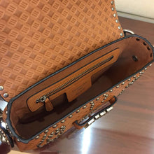 Load image into Gallery viewer, Dior D-Fence Saddle Bag In Brown Studded Calfskin