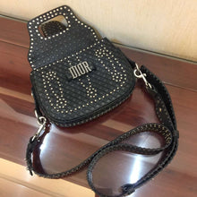 Load image into Gallery viewer, Dior D-Fence Saddle Bag In Black Studded Calfskin