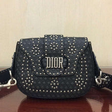 Load image into Gallery viewer, Dior D-Fence Saddle Bag In Black Studded Calfskin