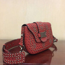 Load image into Gallery viewer, Dior D-Fence Saddle Bag In Red Studded Calfskin