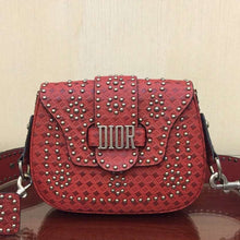 Load image into Gallery viewer, Dior D-Fence Saddle Bag In Red Studded Calfskin