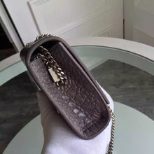 Load image into Gallery viewer, Yves Saint Laurent Medium Monogram Tassel Satchel In Grey Crocodile Leather