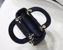 Load image into Gallery viewer, Dior Black Velvet Mini Lady Dior Bag With Chain