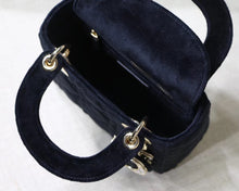 Load image into Gallery viewer, Dior Black Velvet Mini Lady Dior Bag With Chain