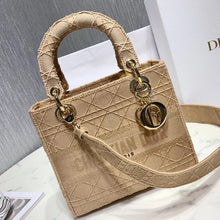Load image into Gallery viewer, Dior Medium Lady D-Lite Bag In Beige Embroidered Canvas