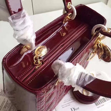 Load image into Gallery viewer, Dior Medium Lady Dior Bag In Bordeaux Patent Leather