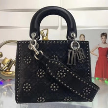 Load image into Gallery viewer, Dior Medium Lady Dior Bag In Black Studded Calfskin
