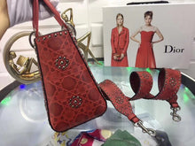 Load image into Gallery viewer, Dior Medium Lady Dior Bag In Red Studded Calfskin