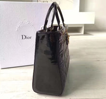 Load image into Gallery viewer, Dior Large Lady Dior Bag In Black Patent Leather