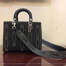 Load image into Gallery viewer, Dior Large Lady Dior Bag In Black Studded Calfskin
