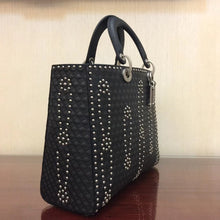Load image into Gallery viewer, Dior Large Lady Dior Bag In Black Studded Calfskin