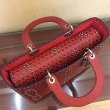 Load image into Gallery viewer, Dior Large Lady Dior Bag In Red Studded Calfskin