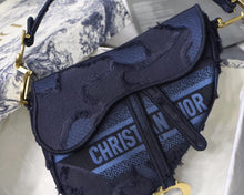 Load image into Gallery viewer, Dior Saddle Bag In Blue Camouflage Canvas