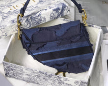 Load image into Gallery viewer, Dior Saddle Bag In Blue Camouflage Canvas