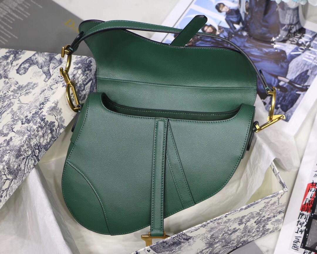 Dior Saddle Bag In Storm Blue Grained Calfskin – Green Go Store