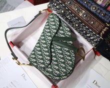 Load image into Gallery viewer, Dior Saddle Bag In Green Oblique Jacquard Canvas