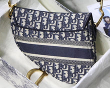 Load image into Gallery viewer, Dior Saddle Bag In Blue Oblique Embroidered Canvas