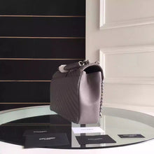 Load image into Gallery viewer, Yves Saint Laurent Large Monogram College Bag in Grey Goatskin