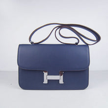 Load image into Gallery viewer, Hermes calf Leather Message Bag H020 dark blue silver
