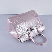 Load image into Gallery viewer, Hermes Birkin 35cm 6089 New Crocodile Vein Handbags Pink Silver