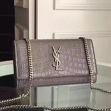 Load image into Gallery viewer, Yves Saint Laurent Medium Monogram Satchel In Grey Crocodile Leather