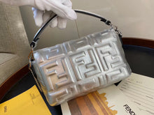 Load image into Gallery viewer, Fendi Baguette Mini Bag In Silver Lambskin With FF Motif