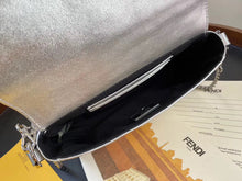Load image into Gallery viewer, Fendi Baguette Mini Bag In Silver Lambskin With FF Motif