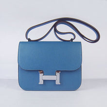 Load image into Gallery viewer, Hermes Constance Cowskin Leather Bag H017 blue silver