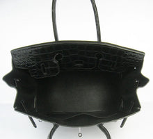 Load image into Gallery viewer, Hermes Birkin 35cm Crocodile Big Veins Handbags Black Silver