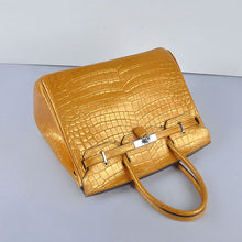 Load image into Gallery viewer, Hermes Birkin 35cm 6089 New Golden Crocodile Vein Handbags Silver
