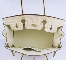 Load image into Gallery viewer, Hermes Birkin 30cm Crocodile Head Vein Handbags Beige Silver
