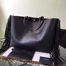 Load image into Gallery viewer, Yves Saint Laurent Black Large Shopping Bag With Fringed
