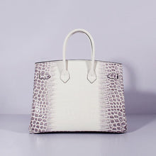Load image into Gallery viewer, Hermes Birkin 35cm Crocodile Leather Handbag Grey White Gold
