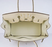 Load image into Gallery viewer, Hermes Birkin 35cm Crocodile Head Veins Handbags Beige Silver
