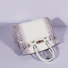 Load image into Gallery viewer, Hermes Birkin 30cm Crocodile Leather Bag With Strap Grey White Gold
