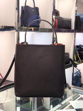 Load image into Gallery viewer, Prada Black Saffiano North South Double Medium Bag
