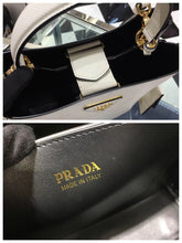 Load image into Gallery viewer, Prada White Saffiano North South Double Medium Bag
