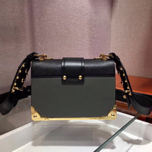 Load image into Gallery viewer, Prada Cahier Shoulder Bag In Grey/Black Leather
