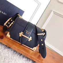 Load image into Gallery viewer, Prada Cahier Shoulder Bag In Black Leather
