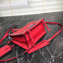 Load image into Gallery viewer, Prada Etiquette Bag In Red Calfskin With Metal Stud Trim
