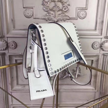 Load image into Gallery viewer, Prada Etiquette Bag In White Calfskin With Metal Stud Trim
